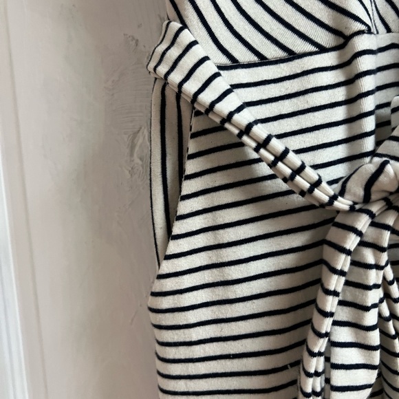 MONTEAU LOS ANGELES Nautical Dress Tie Waist A-Line Casual Blue Stripe X-Small - Picture 4 of 4